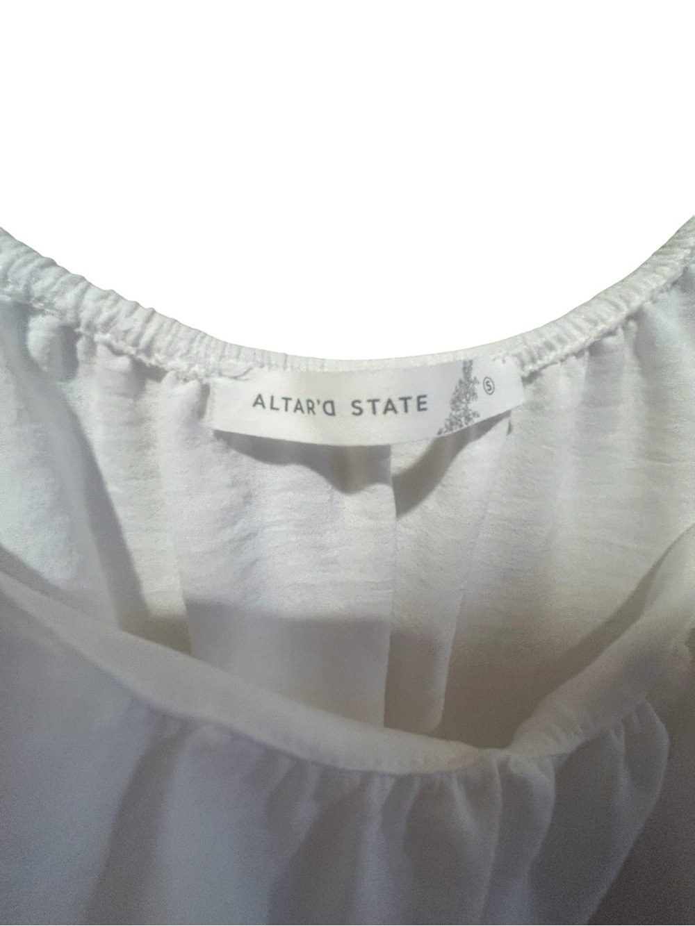 White Long Sleeve Tie Back Crop Top Small Boho - Picture 3 of 3